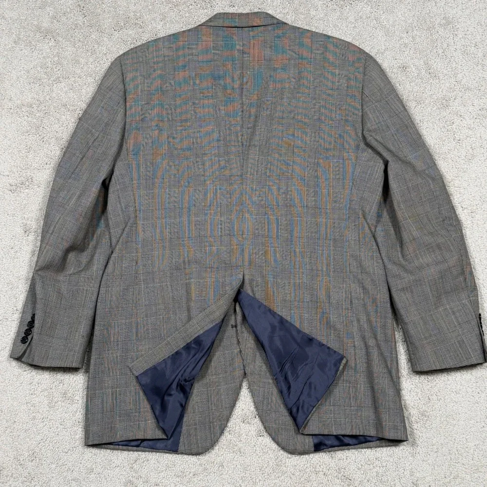 Jos A Bank Executive Collection Glen Plaid Blazer Grey Red Blue 43 Long Wool